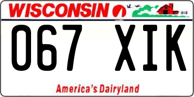 WI license plate 067XIK