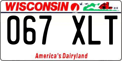 WI license plate 067XLT