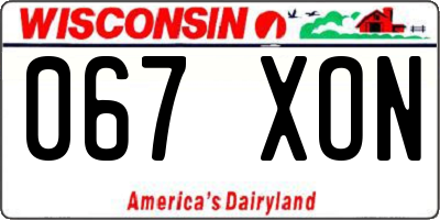 WI license plate 067XON
