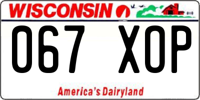 WI license plate 067XOP