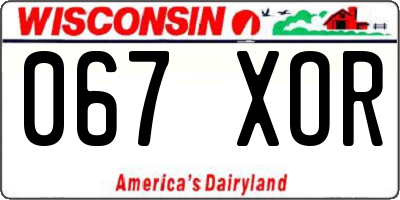 WI license plate 067XOR