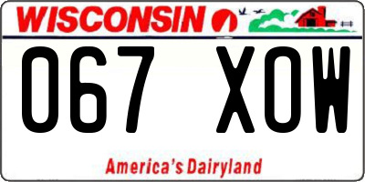 WI license plate 067XOW