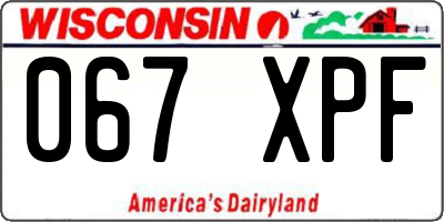 WI license plate 067XPF