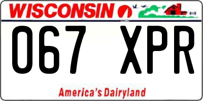 WI license plate 067XPR