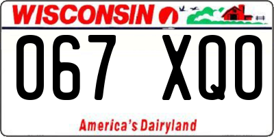 WI license plate 067XQO