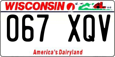 WI license plate 067XQV