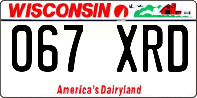 WI license plate 067XRD