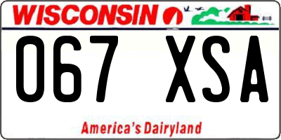 WI license plate 067XSA