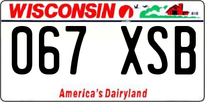 WI license plate 067XSB