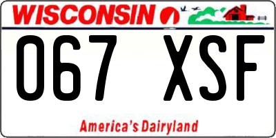 WI license plate 067XSF