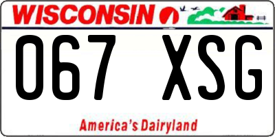 WI license plate 067XSG