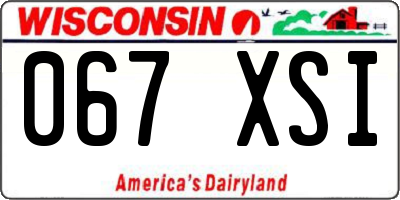 WI license plate 067XSI