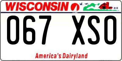 WI license plate 067XSO