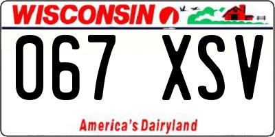 WI license plate 067XSV