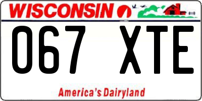 WI license plate 067XTE