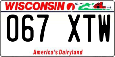 WI license plate 067XTW