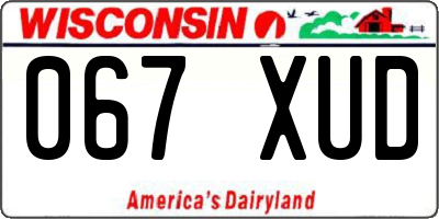 WI license plate 067XUD