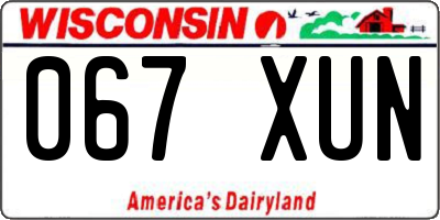 WI license plate 067XUN
