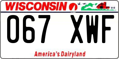 WI license plate 067XWF