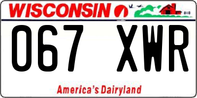 WI license plate 067XWR