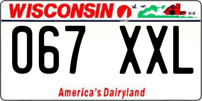 WI license plate 067XXL