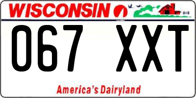 WI license plate 067XXT