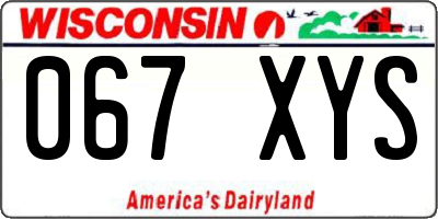 WI license plate 067XYS