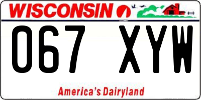 WI license plate 067XYW