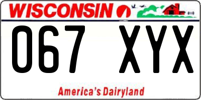 WI license plate 067XYX