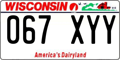 WI license plate 067XYY