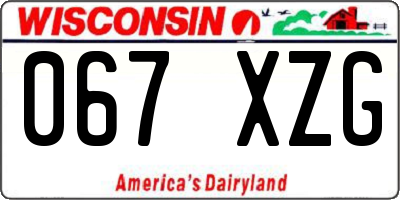 WI license plate 067XZG