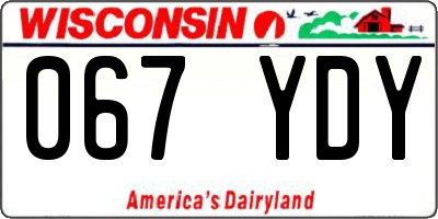 WI license plate 067YDY