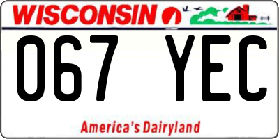 WI license plate 067YEC