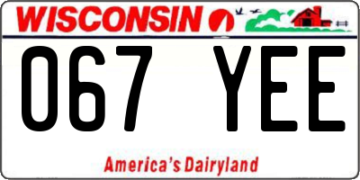 WI license plate 067YEE