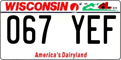 WI license plate 067YEF