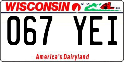 WI license plate 067YEI