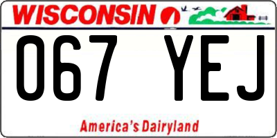 WI license plate 067YEJ