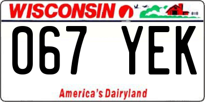 WI license plate 067YEK