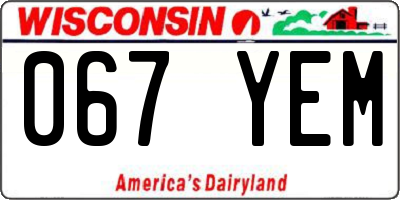 WI license plate 067YEM