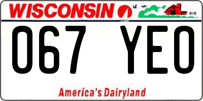 WI license plate 067YEO