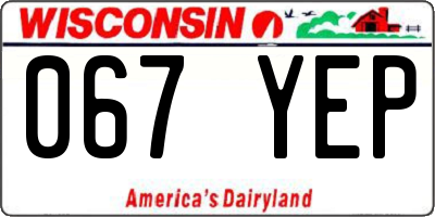 WI license plate 067YEP