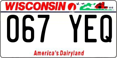 WI license plate 067YEQ