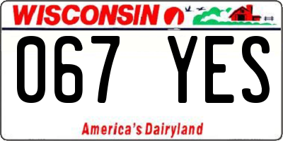 WI license plate 067YES