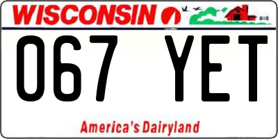 WI license plate 067YET