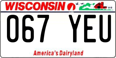 WI license plate 067YEU