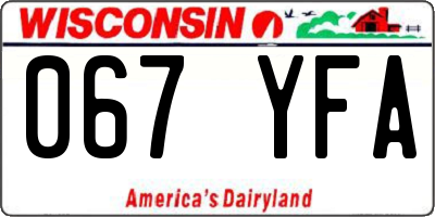 WI license plate 067YFA