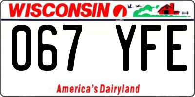 WI license plate 067YFE