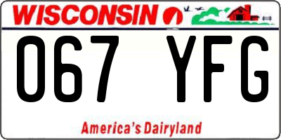 WI license plate 067YFG