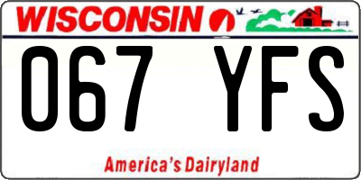 WI license plate 067YFS