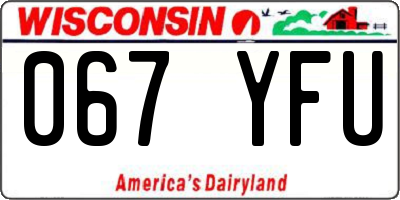 WI license plate 067YFU